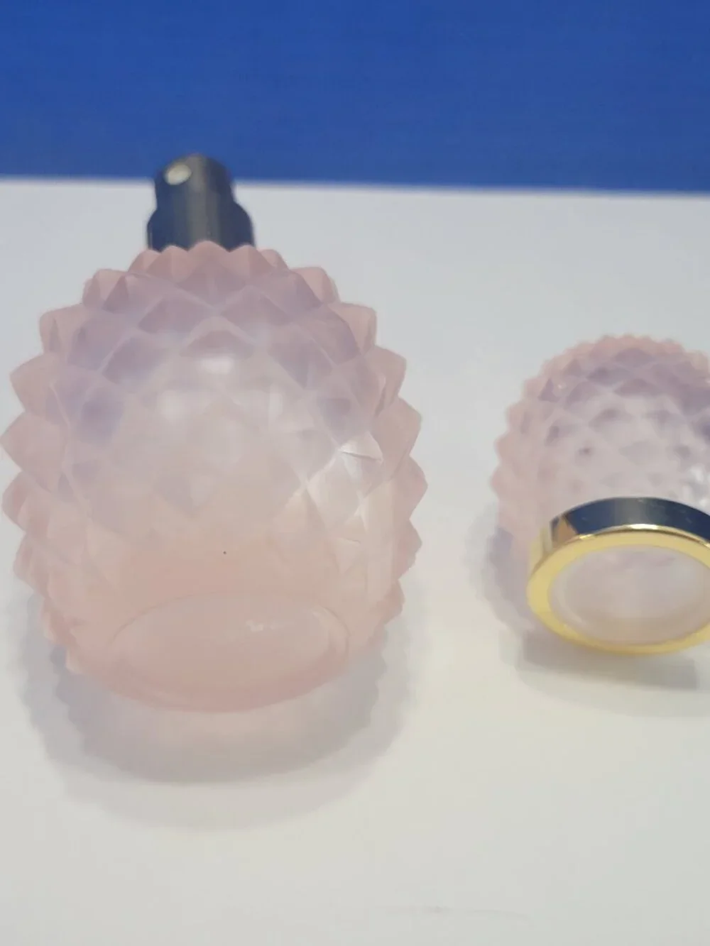 Vintage Pink Satin Glass Perfume Bottle Empty